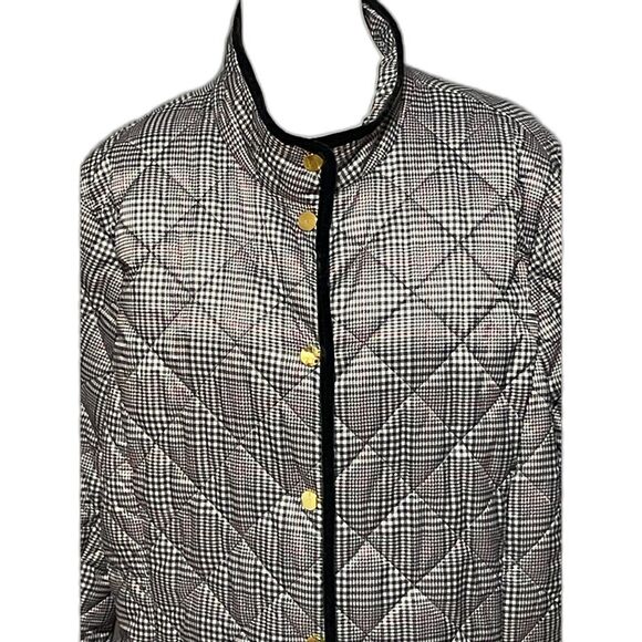 Liz Claiborne Quilted Houndstooth Coat Black Red XL Diamond Jacket - Picture 2 of 14